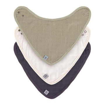 Image de Bavoirs Bandana Tetra, olive- laiteux- marine